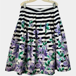 TALBOTS Floral Pleated Skater Size Petite 2 Skirt.